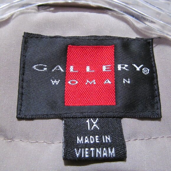 Gallery Womens Coat ~ Zip Out Liner ~ Snap Front ~ Brown & Mushroom Taupe Sz 1X - Picture 10 of 16